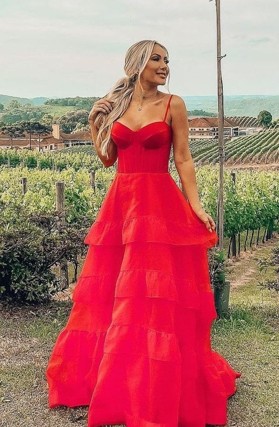 Long Prom Dresses Red Long Evening Gowns Formal Dress     S2334