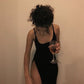 Black Prom Dress With High Slit    S2391