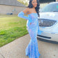 2023 Sheath Sequins Blue Prom Dresses    S2447
