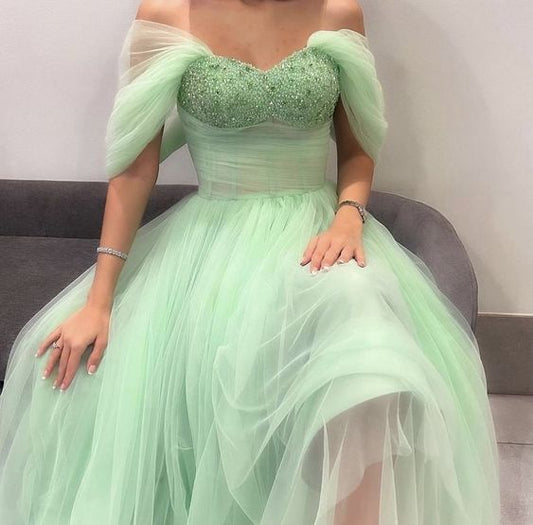 Formal Green Tulle Prom Evening Dress     S1767