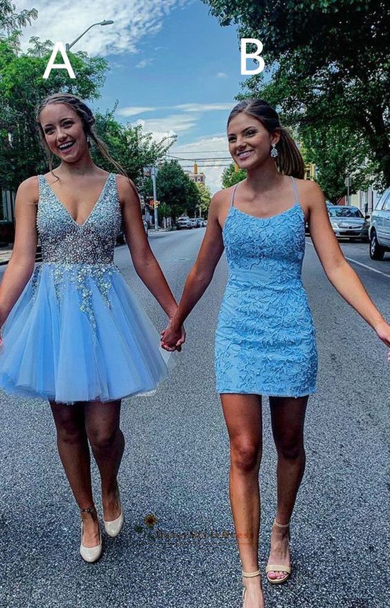 Short Blue Homecoming Dress   S855