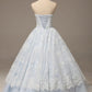 Baby Blue Prom Dress Strapless A-line Lace Applique Quinceañera Dress     S1876