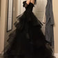 Black Prom Dress, Tulle Evening Dress     S2205