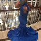 royal blue mermaid long prom dress, evening dress     S1266
