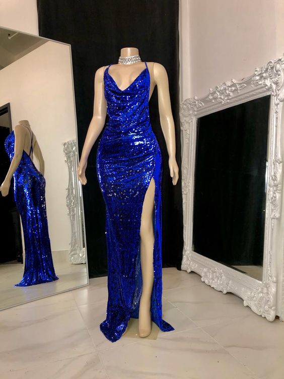 Royal blue evening dress long prom dress     S898