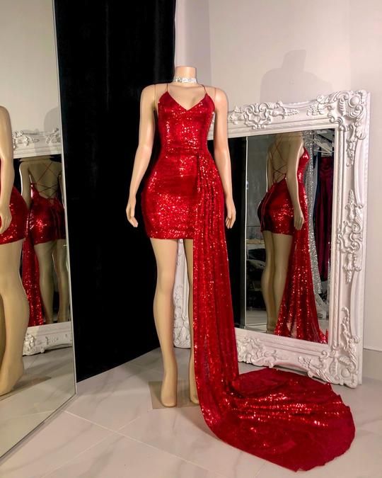 Red prom dresses, sequin prom dresses, sheath prom dresses, custom make party dresses    S1524