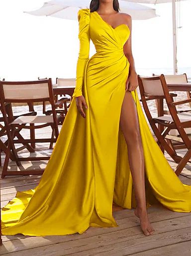 Fashion yellow long prom dress, long evening dress      S820