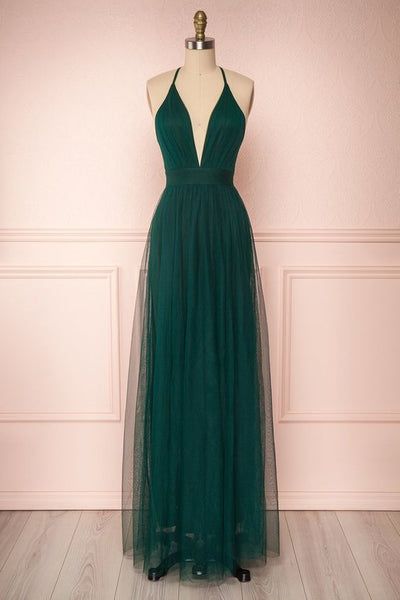 Forest Green long prom dress   S862