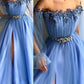 Blue Tulle Prom Dresses, A-Line Tulle Party Evening Dresses       S2222