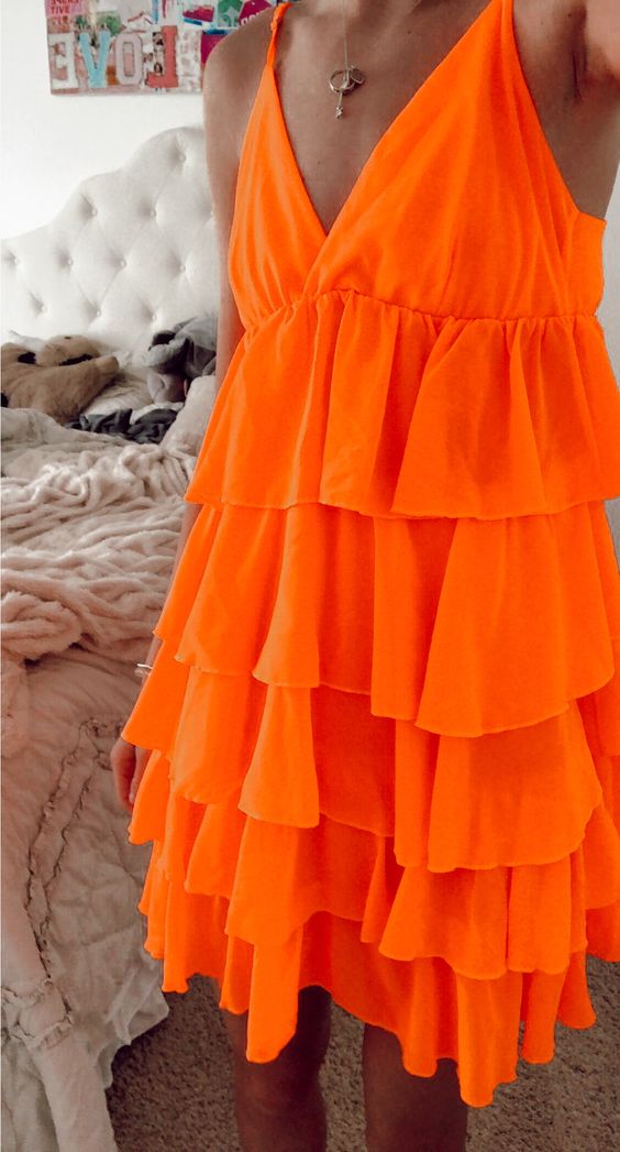 Custom Made Orange Short Prom Party Dress       S959