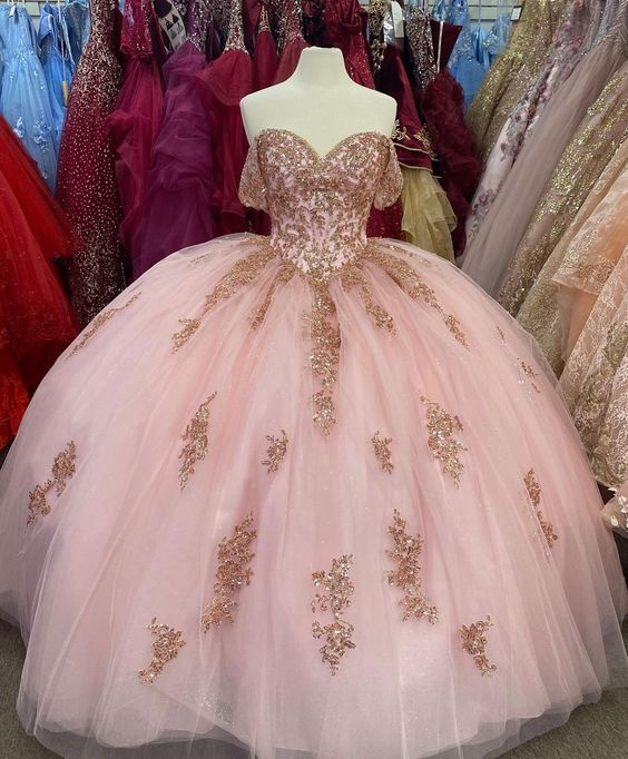 Pink Ball Gown Long Prom Dress      S1158