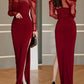 Burgundy long formal dress Prom Party Dress     S1273