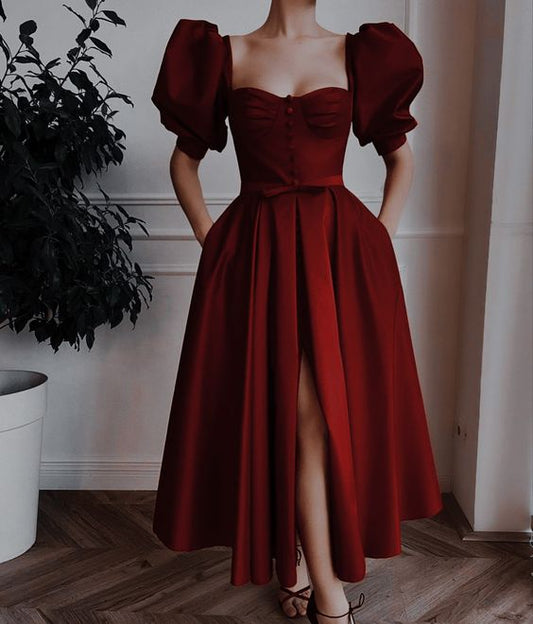 Burgundy Prom Dress, Burgundy Bridesmaid Dress     S2193