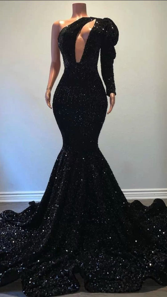 black prom dress Mermaid Long Prom Evening Dresses      S2183