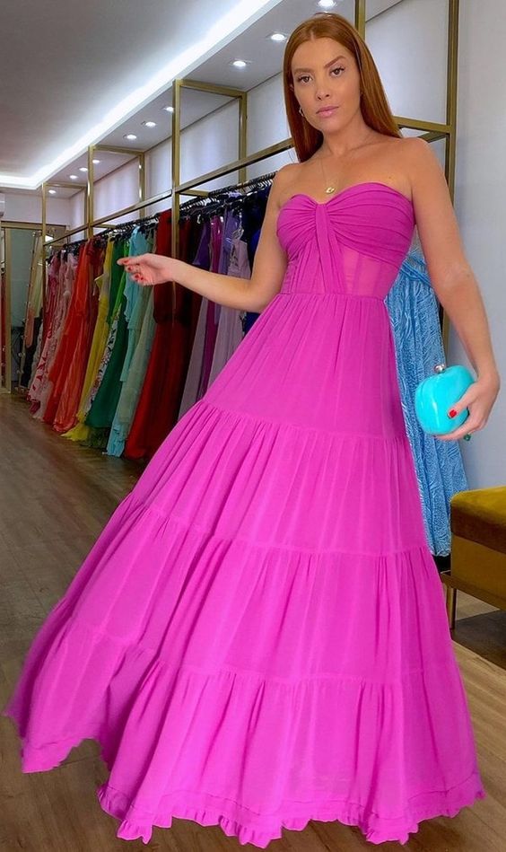 Fúcsia Prom dress, Evening dresses, Party dress     S982