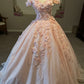 pink ball gown prom dresses formal dresses     S1060