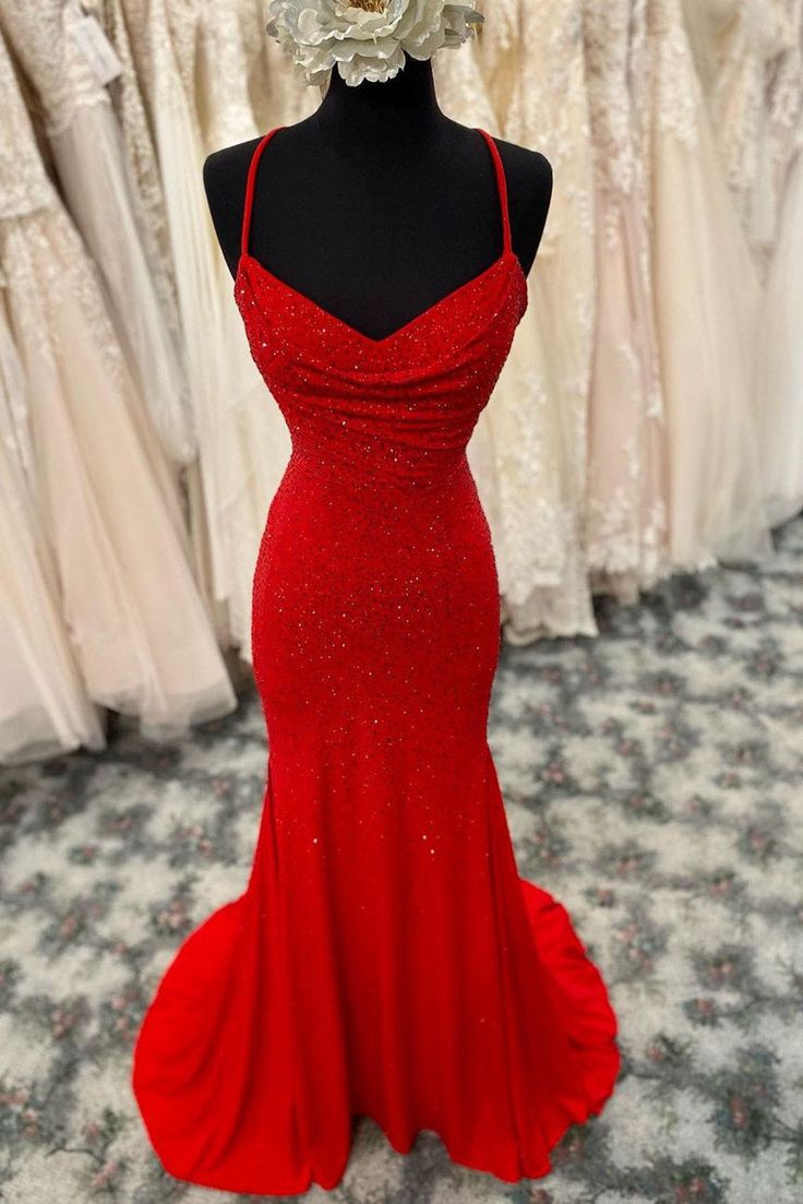 Mermaid Long Red Prom Dress    S2179