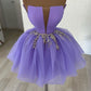 Cute purple tulle short prom dress, purple homecoming dress    S2034