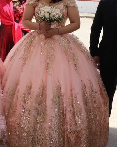 Long Ball Gown Prom Dress, Quinceanera Dresses,  Lace Appliques Dress   S1846