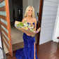 Sparkly Long Royal Blue Prom Dresses Sequins Sleeveless Formal Gowns Cheap     S2326