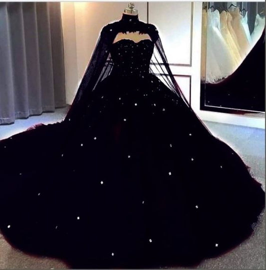 Long Evening Dress Black Ball Gown Prom Dresses     S1759