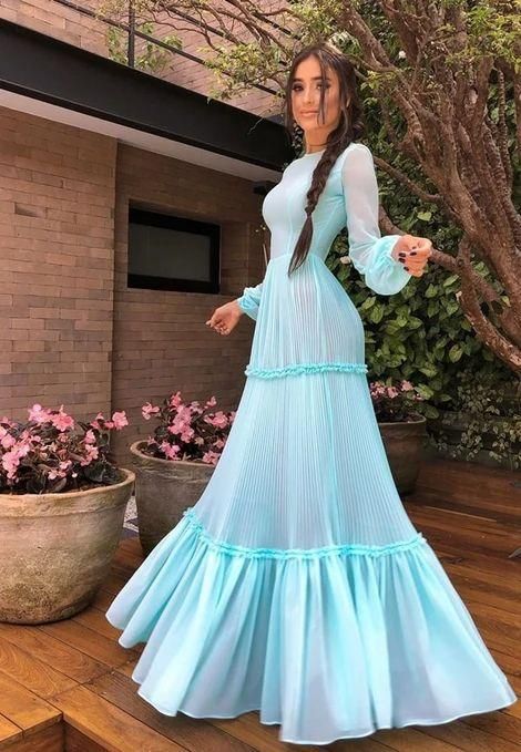 Chiffon Long Sleeves Prom Dresses       S690