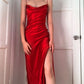 Red prom dress,spaghetti straps evening dresses     S2298