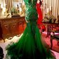 Illusion Back Green Mermaid Prom Dress with Beading      S2139