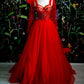 Red Prom Dress Tulle Evening Gowns    S2119