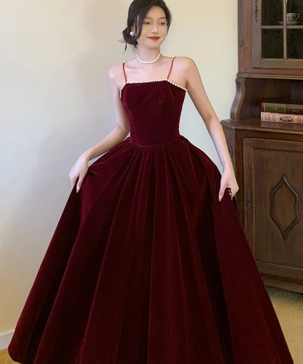 Burgundy Prom Dress Evening Dress   S772