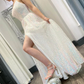 Shiny Sequins Open Back Ivory Long Prom Dresses, Sparkly Ivory Formal Graduation Evening Dresses      S1092