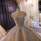 Luxury heavy beaded champagne ball gown   S1816