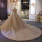 Luxury heavy beaded champagne ball gown   S1816