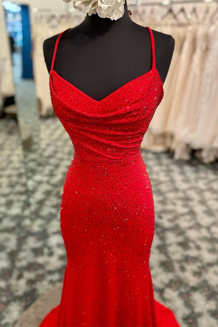 Mermaid Long Red Prom Dress    S2179