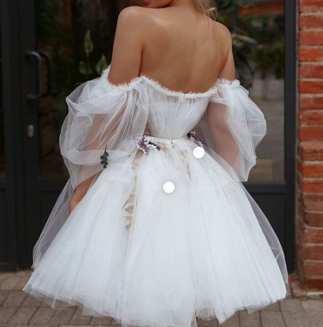 White Tulle Prom Dresses, A-Line Tulle Homecoming Dresses       S2216