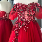 prom tulle dress, flower applique dress    S2219