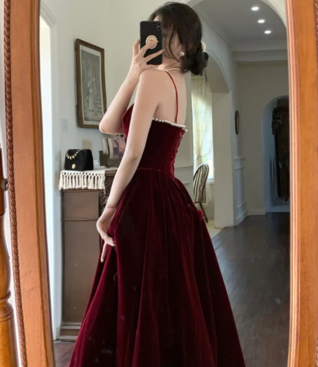 Burgundy Prom Dress Evening Dress   S772