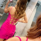 V-neck Sexy Halter Hot Pink Homecoming Dress   S844