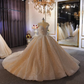 Luxury heavy beaded champagne ball gown   S1816