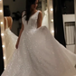 Shiny Ivory Sequins V Neck Backless Straps Wedding Dresses, Beach Bridal Dresses      S1299
