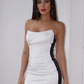Sheath/Column Satin Ruched Strapless Sleeveless Sweep/Brush Train Dresses    S1881