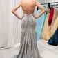 Elegant Mermaid Silver Long Prom Dress with Open Back    S1563