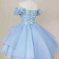 Lace Homecoming Gown With Beading, Princess Off The Shoulder Hoco Dress    S1625