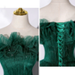 Green tulle off shoulder long prom dress green tulle formal gown     S1769