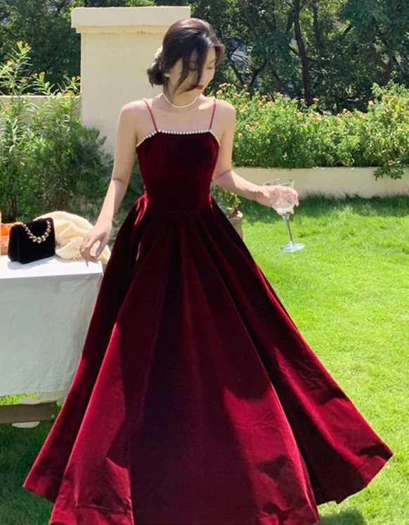 Burgundy Prom Dress Evening Dress   S772