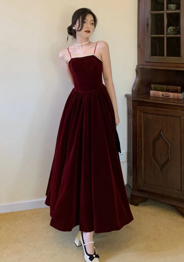 Burgundy Prom Dress Evening Dress   S772