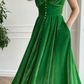 Green V-neck velvet short prom dress homecoming dress      S837