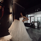 A-Line Wedding Dresses Tulle Sequined Sexy Sparkle & Shine Prom Dresses     S1296