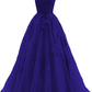 Burnt orange spaghetti strap prom dress, long tulle lace appliquéd women's party dress    S2032