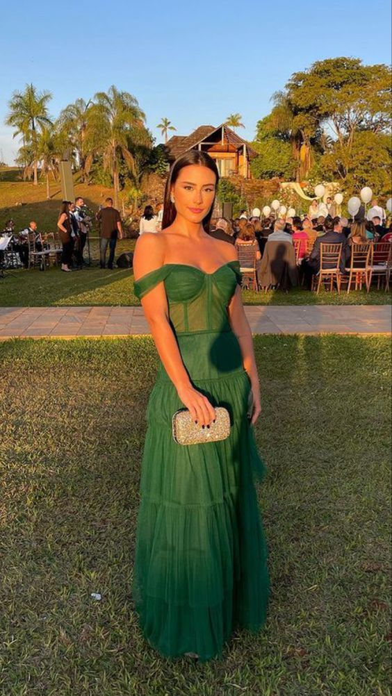 green tulle prom dress sexy evening dress        S1418